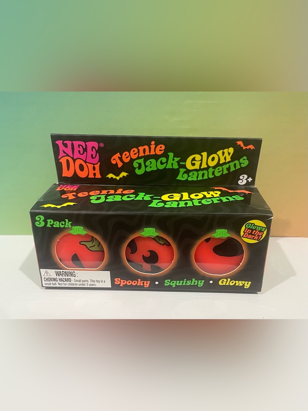NeeDoh Teenie Jack-Glow Lanterns - Orange Glow (3 Pack)